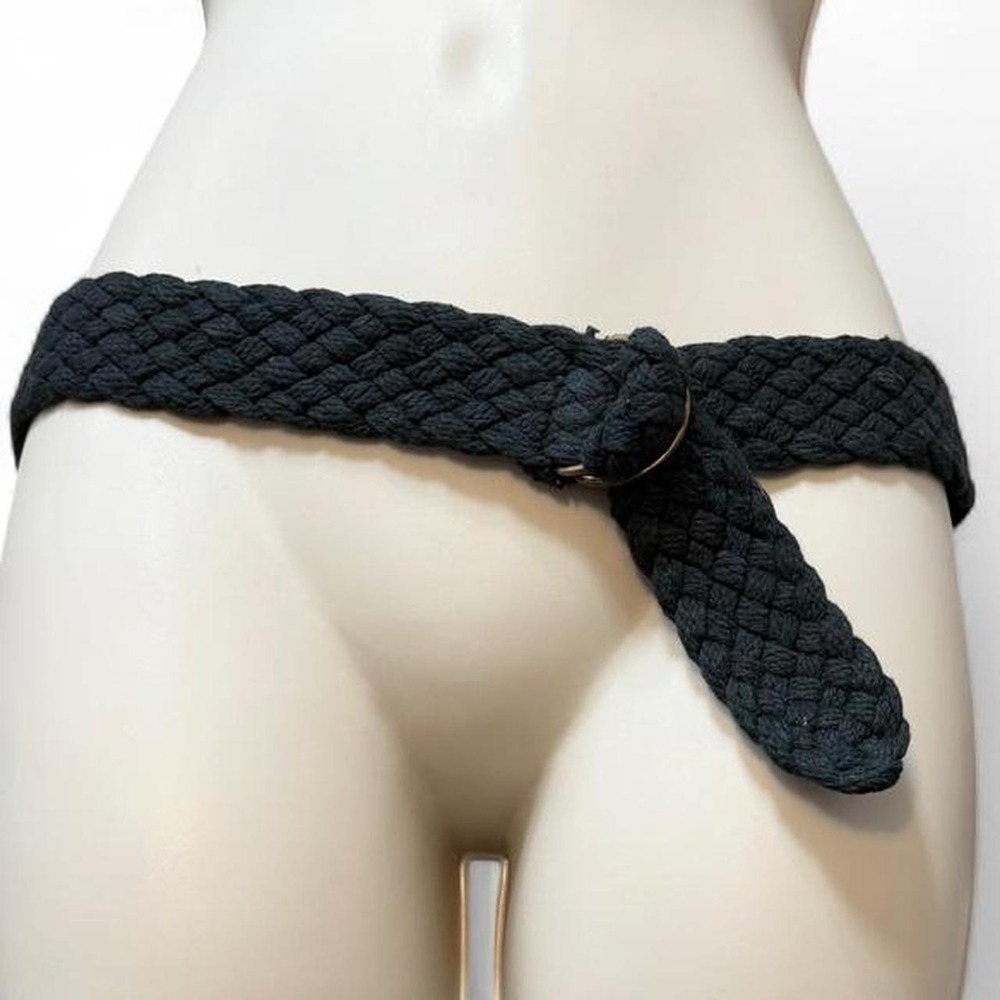 Vintage Y2K Black Braided Woven Belt, Women's Size S